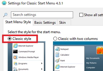 『Classic style』にチェックを入れる