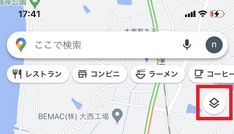 画面の右上に表示されているひし形のマークをタップ