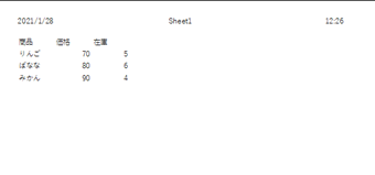 ヘッダー・フッター情報が含まれた状態で印刷