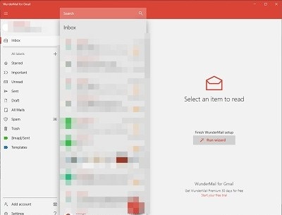 WunderMail for Gmailの画面