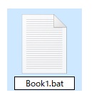 メニューの「名前の変更」からリネームでバッチファイルへと変更