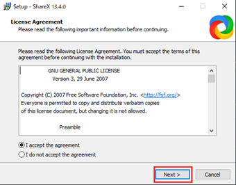 ライセンス表示画面
