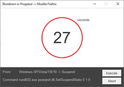 「Shutdown in Progress!」ウィンドウ