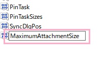 MaximumAttachmentSizeをダブルクリック