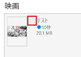 動画にチェックを入れる