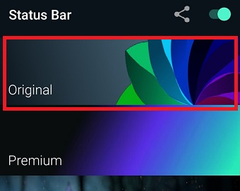 『Status Bar & Notch Custom Colors and Backgrounds』を開き『Original』をタップ