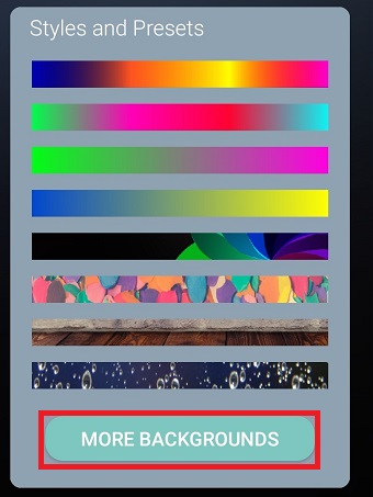 『MORE BACKGROUNDS』をタップ
