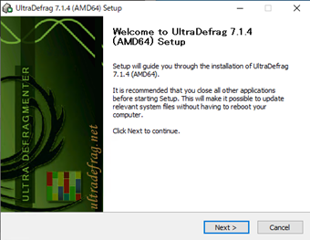 セットアップウィザードの[Next]をクリック