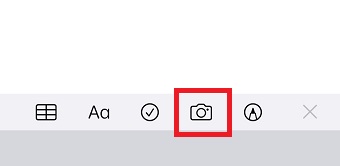 カメラのマークをタップ