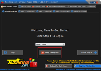 [Jump To Repairs]をクリック