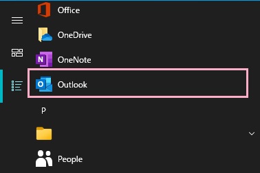 スタートメニュー→「すべてのアプリ」→「Outlook」をデスクトップへドラッグ＆ドロップ