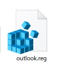 「outlook.reg」と名前のついたレジストリファイルアイコン