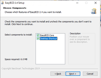 ショートカットアイコン作成確認画面