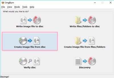 「Create Images file from disc」をクリック