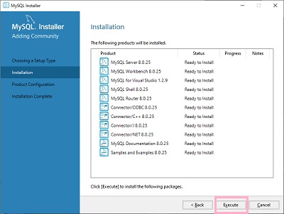 「Execute」をクリック