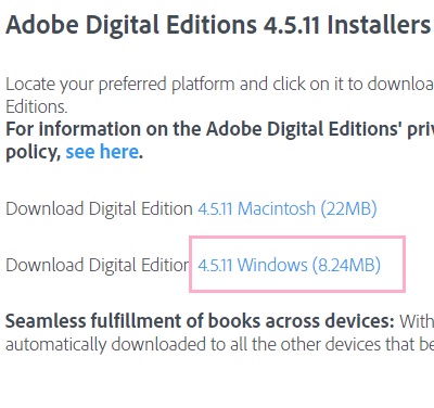 「Download Digital Editior 4.5.11Windows」リンクをクリック