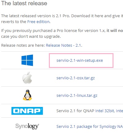 Windows版のインストーラーをクリック