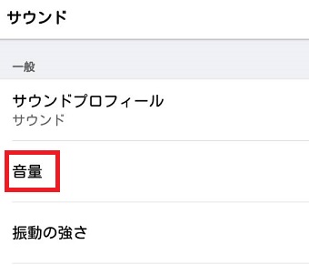 『音量』をタップ