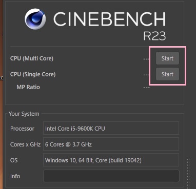 ベンチテストを行いたいほうの「Start」ボタンをクリック