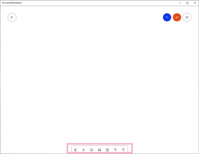Whiteboardのウィンドウ下部にメニュー表示あり