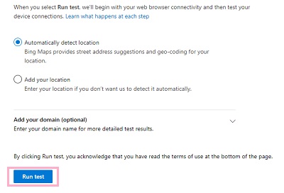 「Run Test」ボタンをクリック
