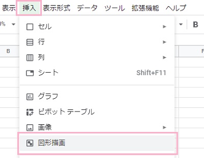 「挿入」→「図形描画」をクリック