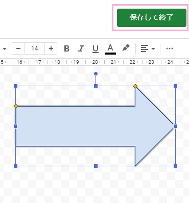 図形の作成が完了したら「保存して終了」ボタンをクリック