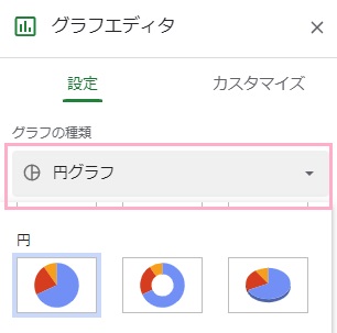 「グラフの種類」プルダウンメニューから使用したいものを選択