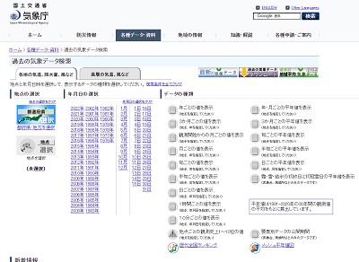 気象庁の公式ホームページ