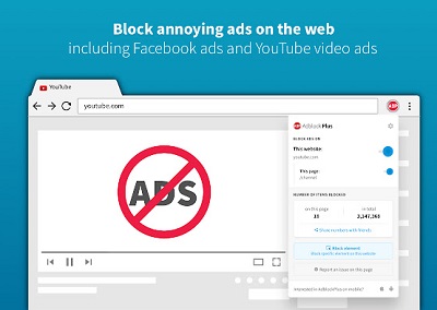 拡張機能「Adblock Plus - free ad blocker」画面