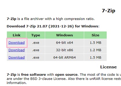 「Download」のテキストリンクをクリック