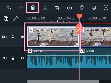 不要なシーンをクリックし「削除」ボタンをクリック
