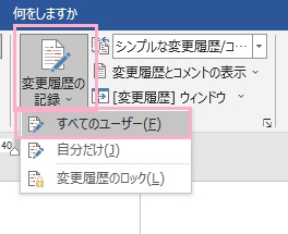 「変更履歴の記録」メニューから「すべてのユーザー」を選択しておく