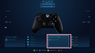 「ジョイスティック移動」をクリック