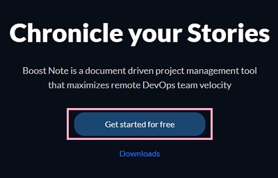 「Get started for free」をクリック