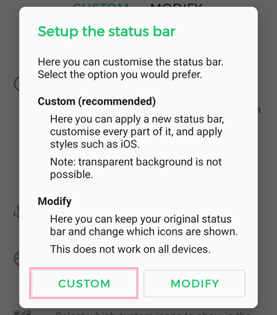 「CUSTOM」をタップ