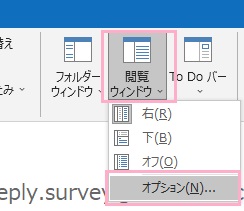 「閲覧ウィンドウ」→メニュー「オプション」をクリック