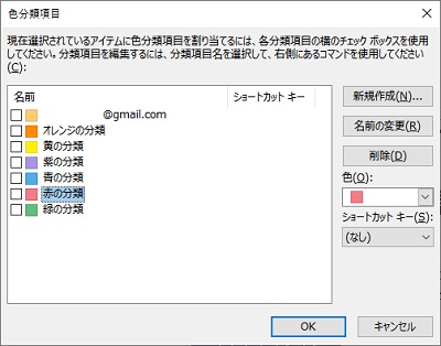 「色分類項目」ダイアログボックス
