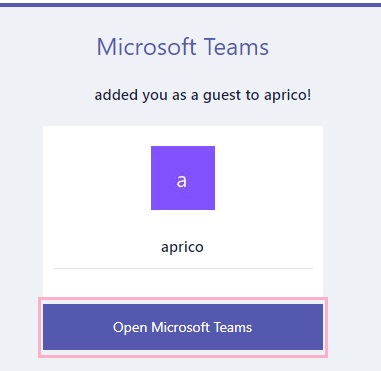 「Open Microsoft Teams」ボタンをクリック