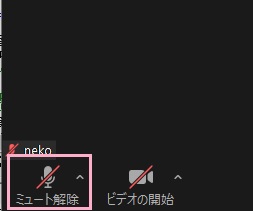 「ミュートを解除」をクリック