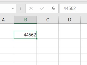 日付がシリアル値の「44562」へと変換された