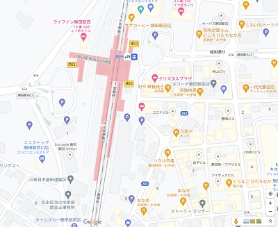 茨城県の勝田駅周辺の地図