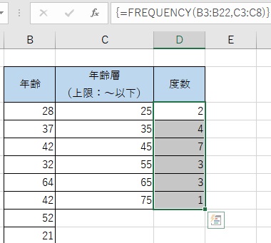 階級値に応じた度数を出力できた