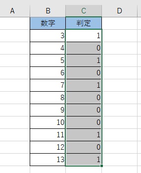 オートフィルをかけることでC列に数式が入った