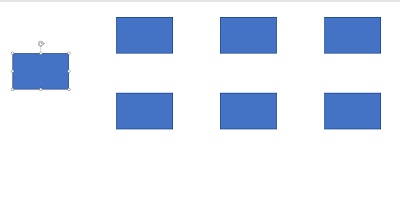 「Ctrlキー+Vキー」で作成した長方形をスライドに貼り付けて並べる