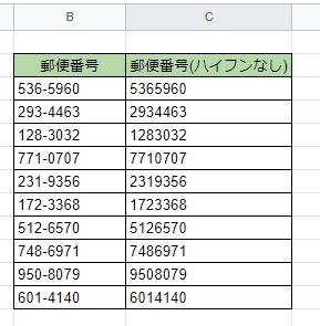 ハイフンを取り除くことができた