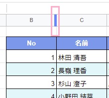 列番号の間の線をダブルクリック