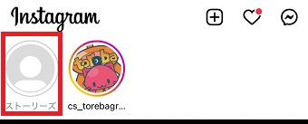 ストーリーのアイコンをタップ