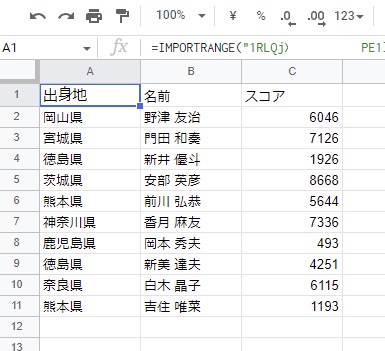データを引っ張ってくることができた
