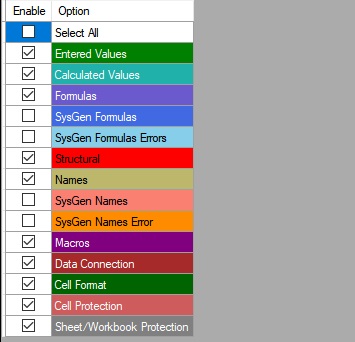 塗りつぶしが行われているセルの色は、ウィンドウ左下の「Option」で設定されている色が適用されている